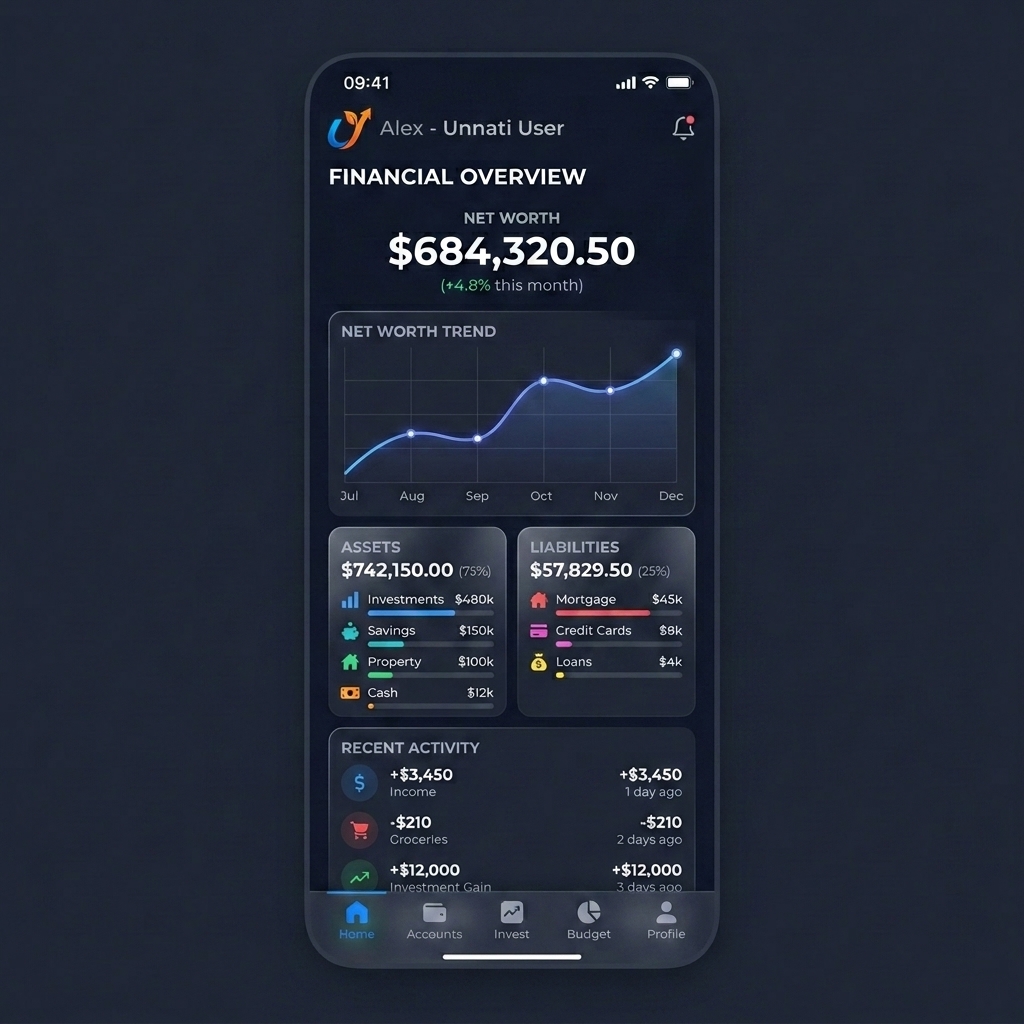 UNNATI Application Dashboard UI Mockup